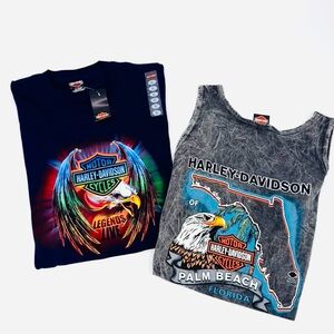 NWT VTG USA Lot-of-2 Harley Davidson Graphic Tees
